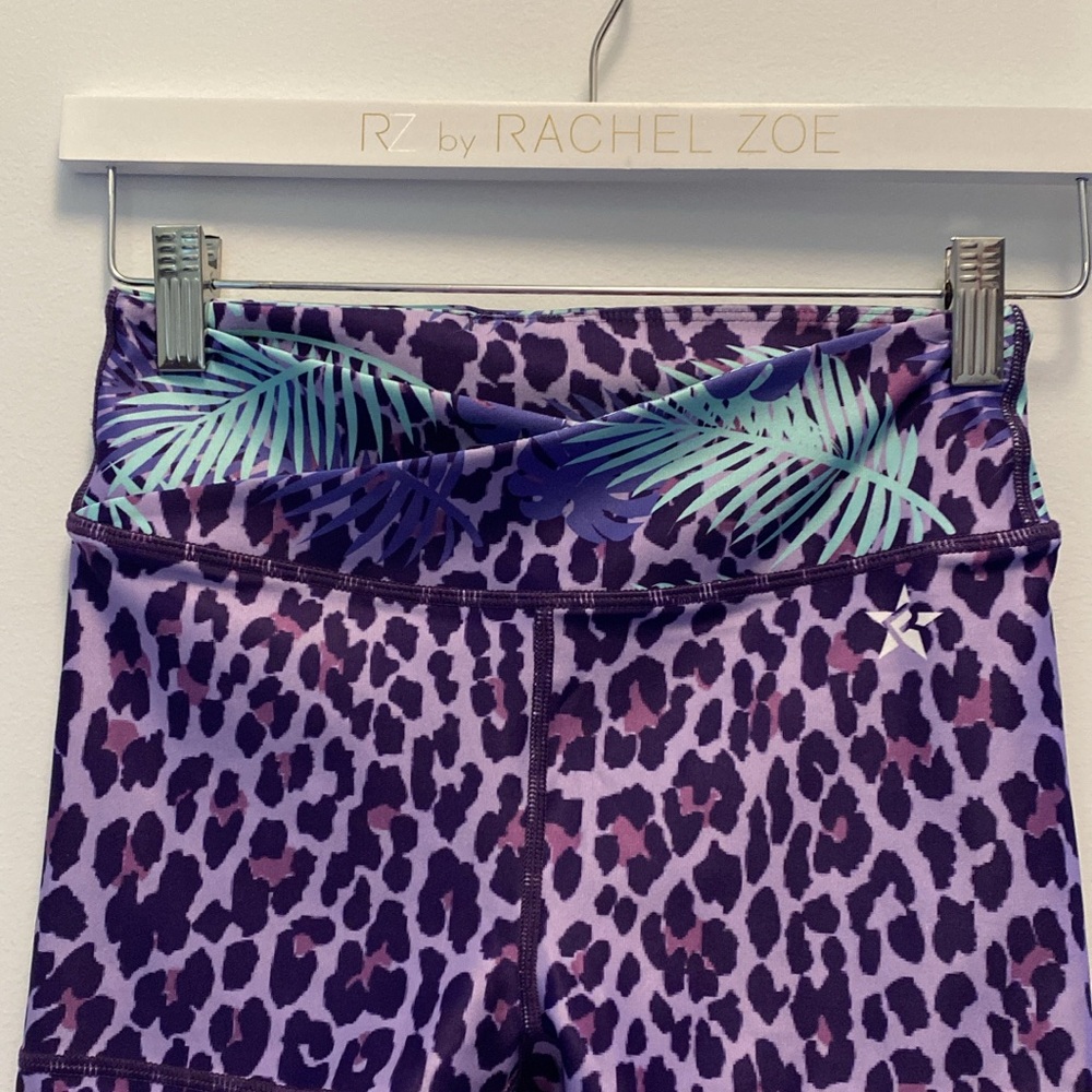 Rachel Zoe Kids Leggings with Purple Leopard and Blue Leaf Design